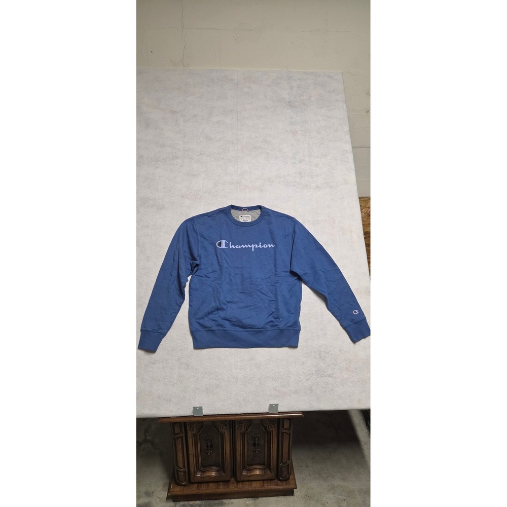 Champion Mens Crewneck Sweatshirt Size Medium Blue Logo Pullover